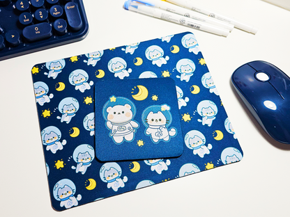Cat Astronaut Mousepad and Coaster Set