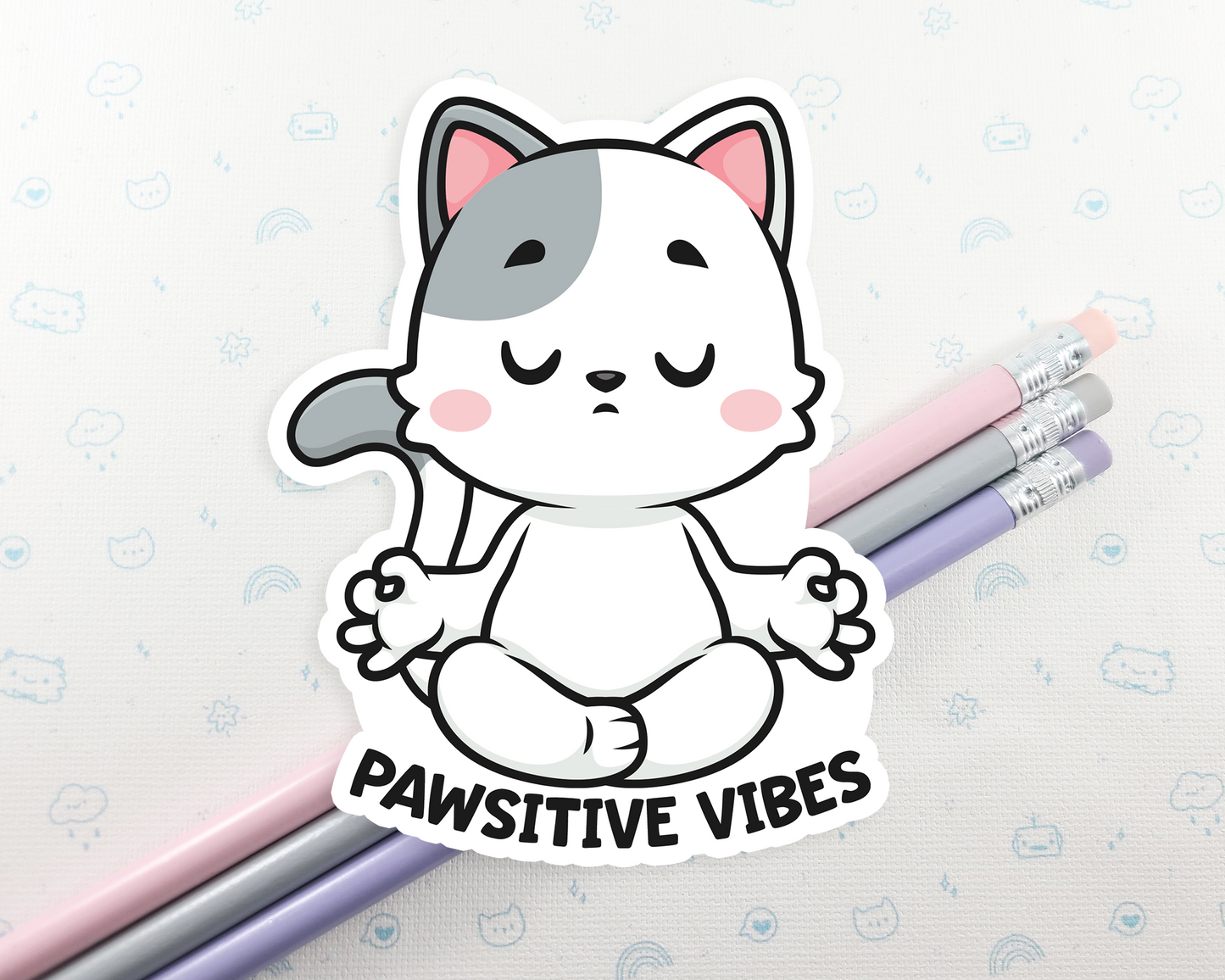 Cat Yoga Pawsitive Vibes Sticker