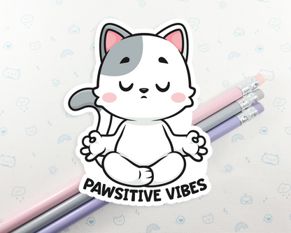 Cat Yoga Pawsitive Vibes Sticker