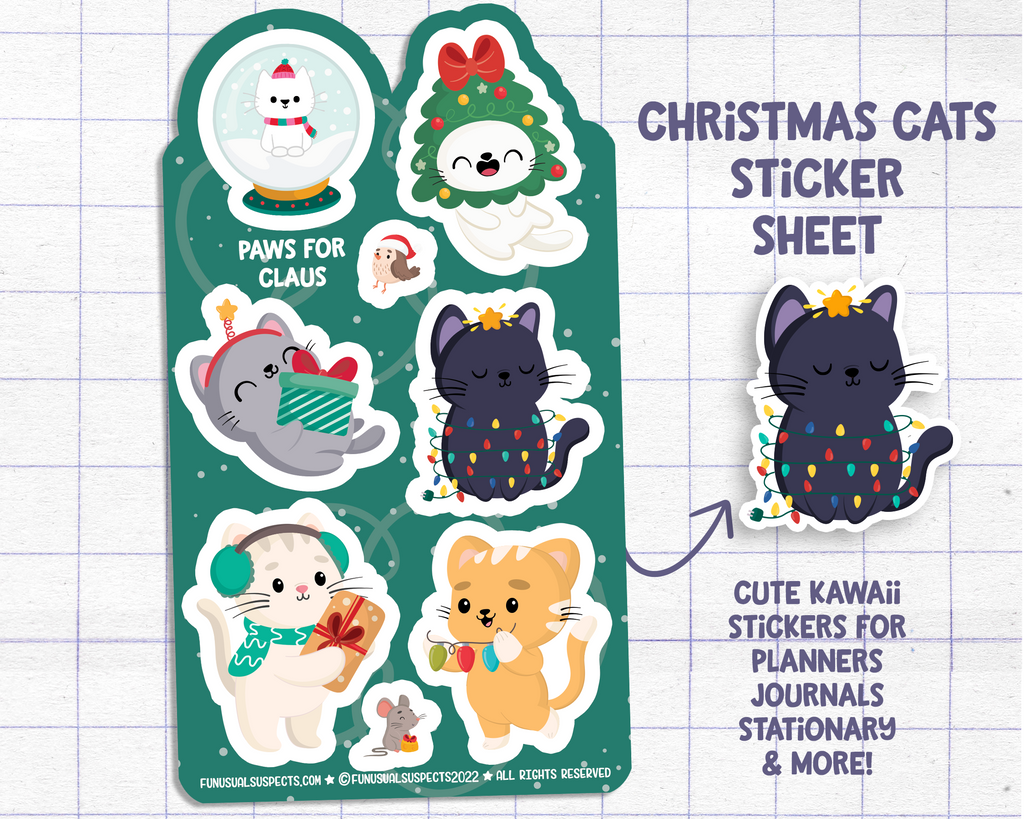 Christmas Cats Sticker Sheet