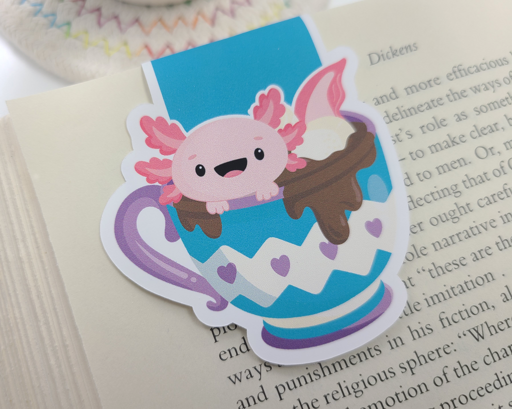 Cocoa Axolotl Magnetic Bookmark