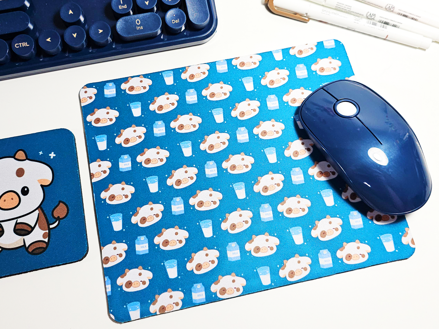 Cow Mousepad and Coaster Set