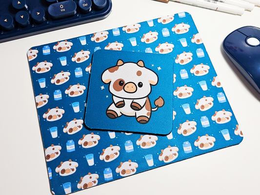 Cow Mousepad and Coaster Set