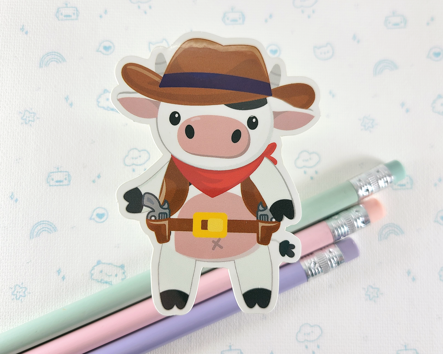 Cowboy Cow Sticker