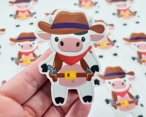 Cowboy Cow Sticker