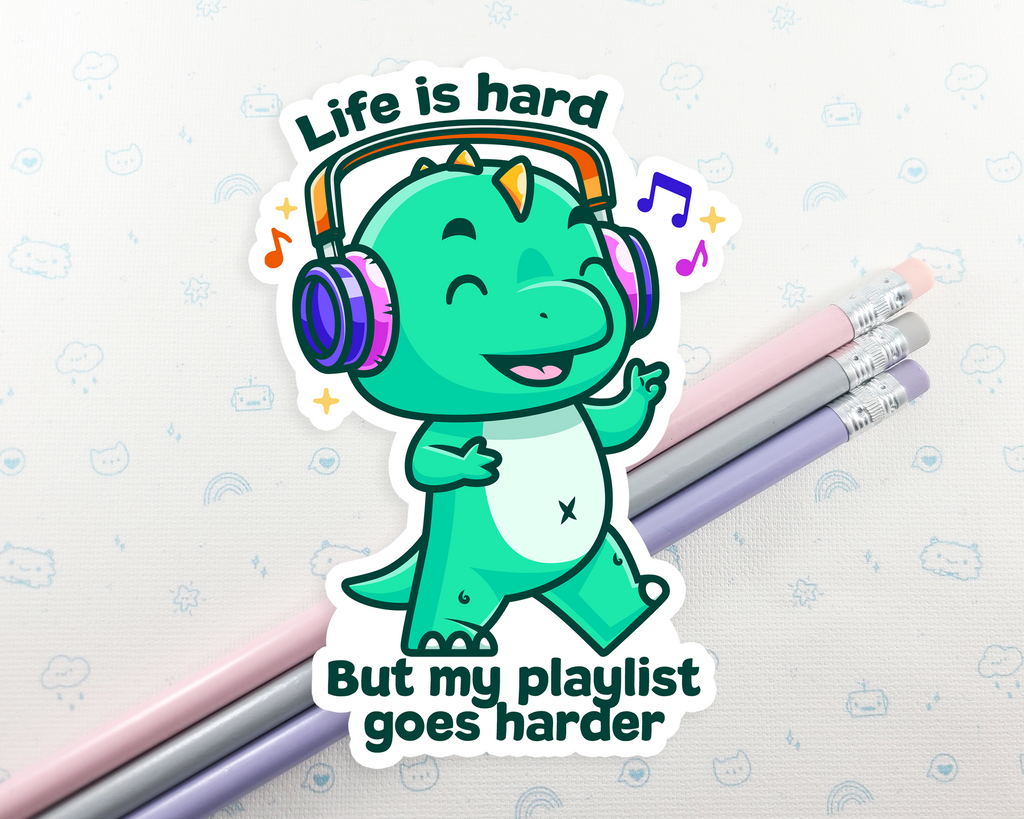 Dino Playlist Goes Hard Sticker