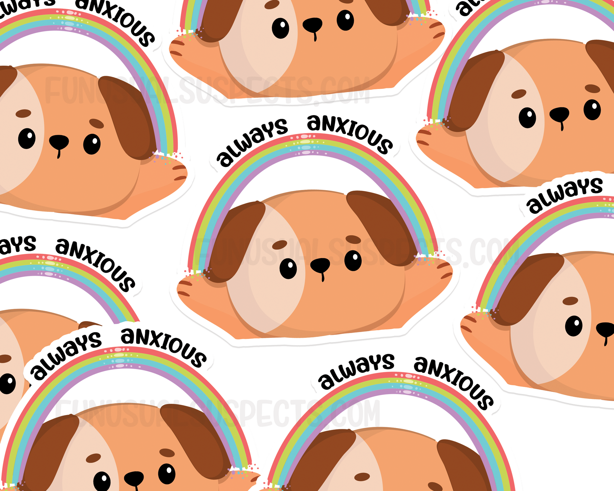 Dog Always Anxious Rainbow Sticker