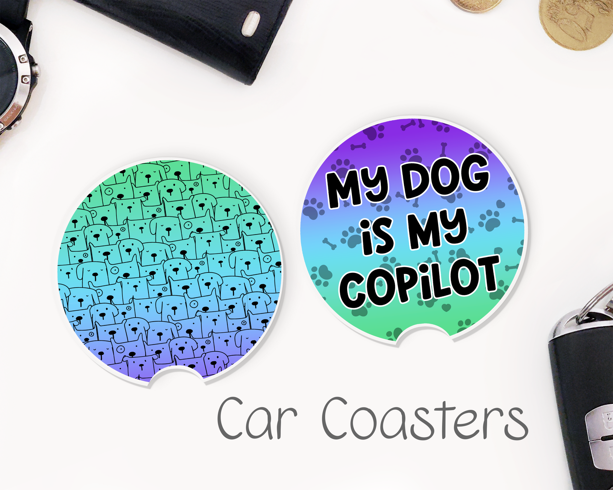My Dog is My Copilot Car Coasters