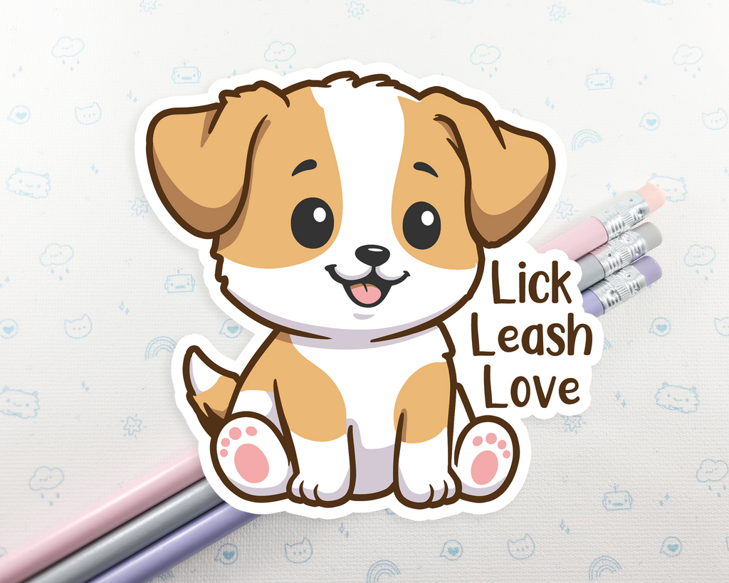 Dog Lick Leash Love Sticker