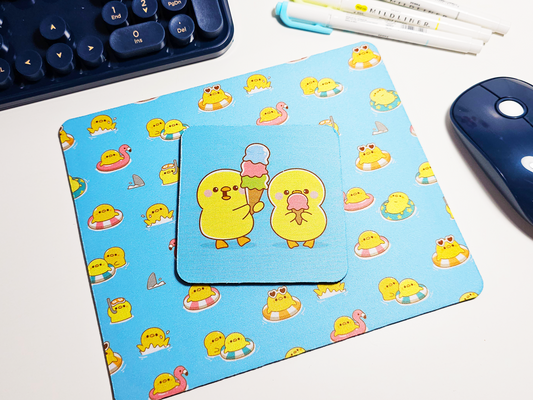 Duck Summer Mousepad and Coaster Set