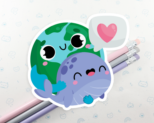 Earth Hugging Whale Sticker
