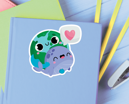 Earth Hugging Whale Sticker