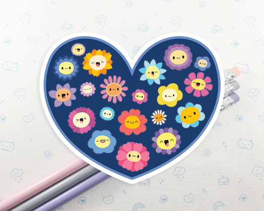 Heart Flowers Sticker