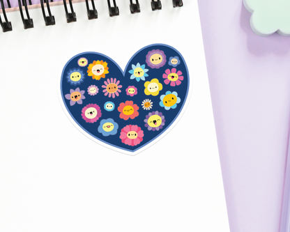 Heart Flowers Sticker