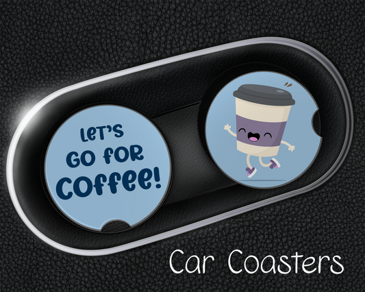 Let's Go For Coffee Car Coasters