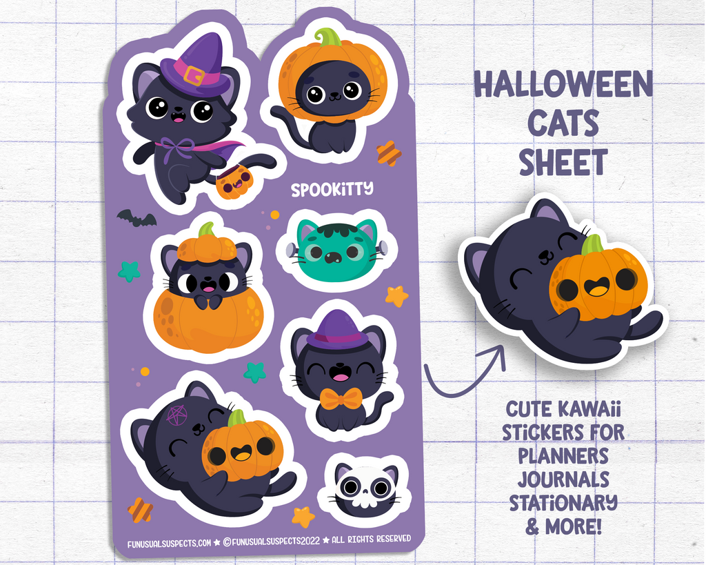 Halloween Cats Sticker Sheet