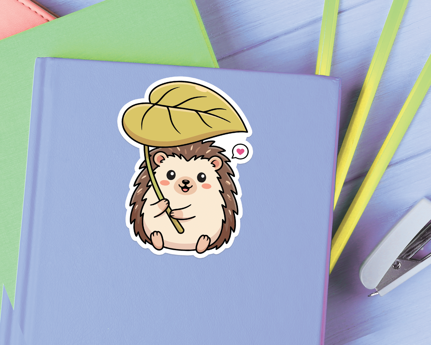 Hedgehog Under a Leaf Sticker