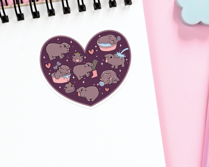 Heart Hippo Sticker
