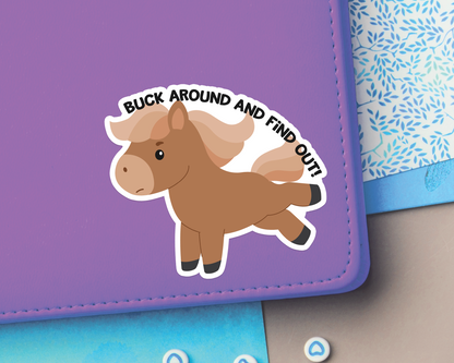 Buck Around Horse Sticker