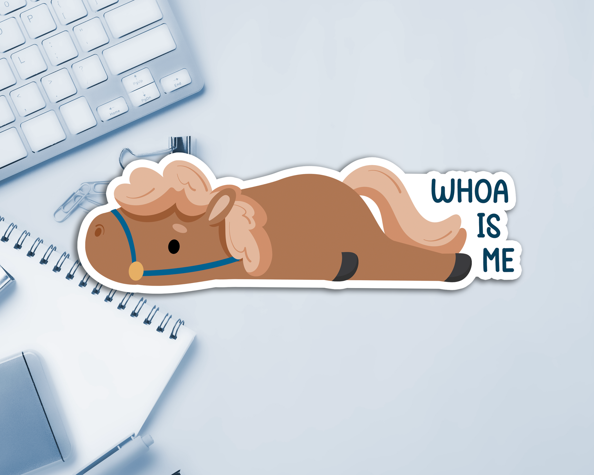 Horse Woah Is Me Long Sticker