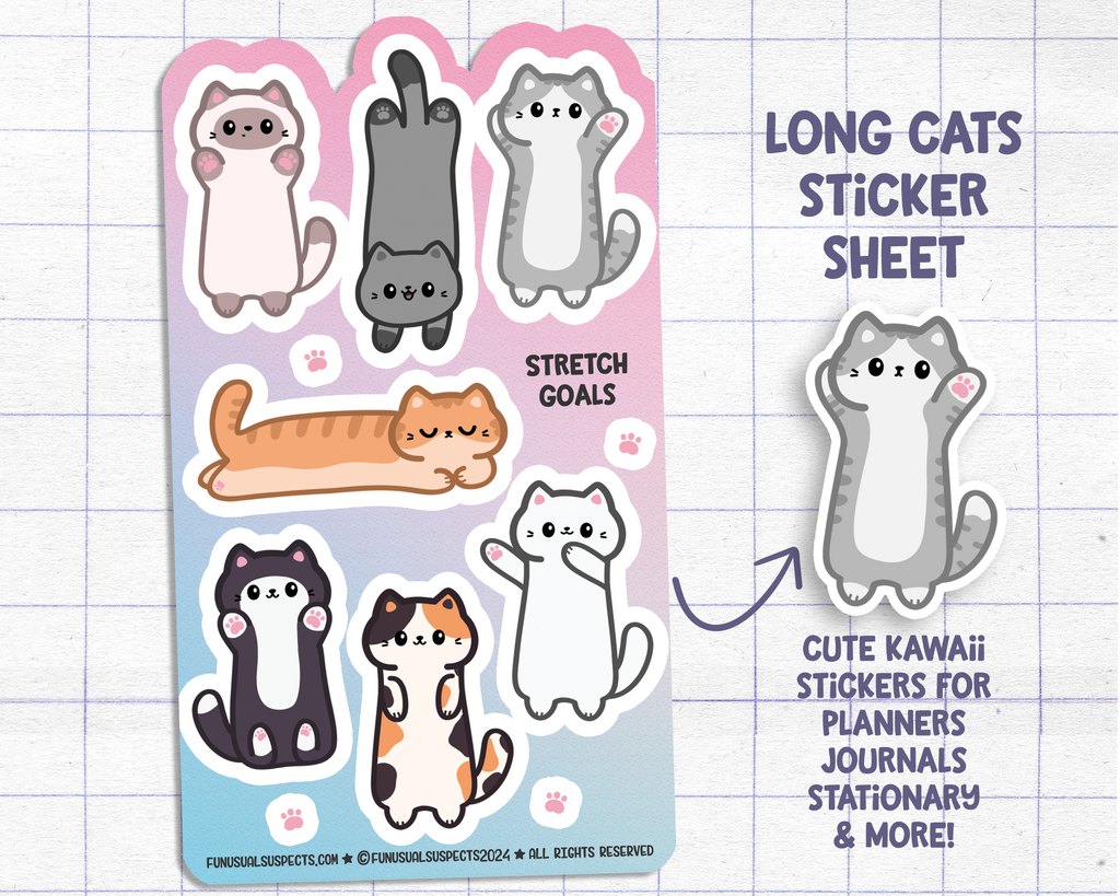 Long Cats Sticker Sheet