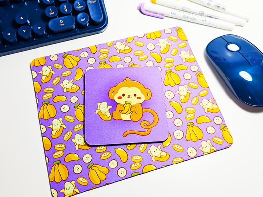 Monkey and Banana Mousepad and Coaster Set