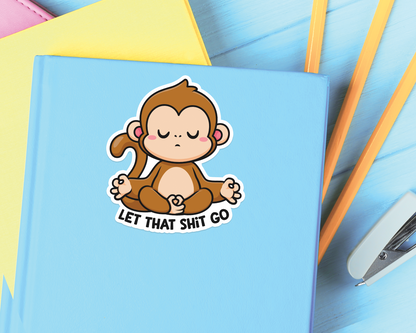Monkey Yoga Let It Go Sticker
