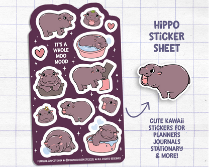 Hippo Sticker Sheet