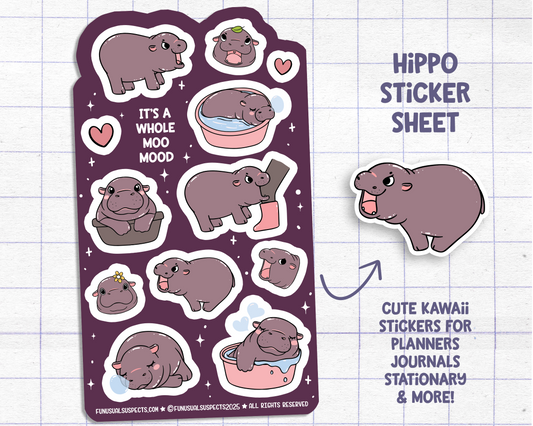 Hippo Sticker Sheet