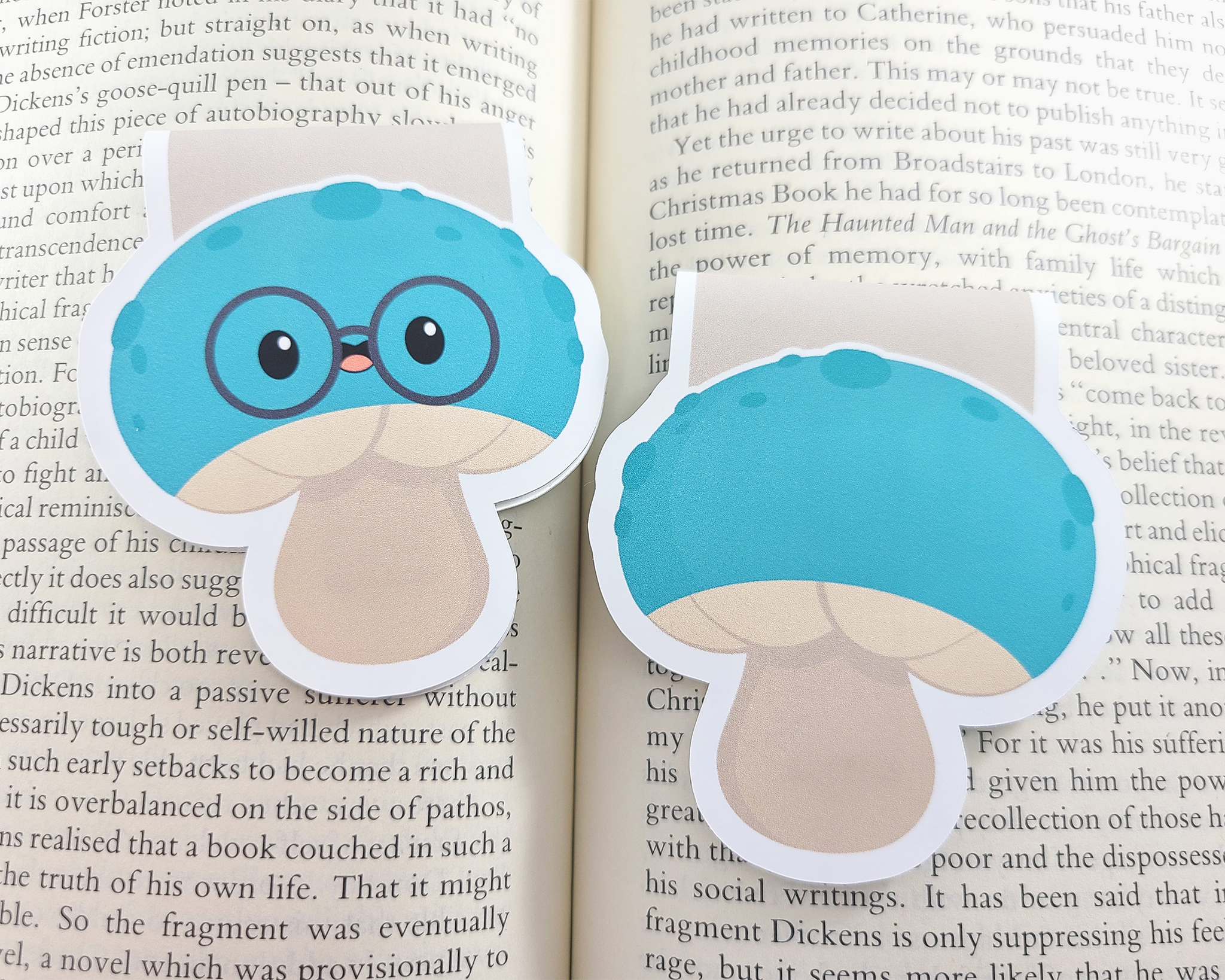 Mushroom Blue Magnetic Bookmark