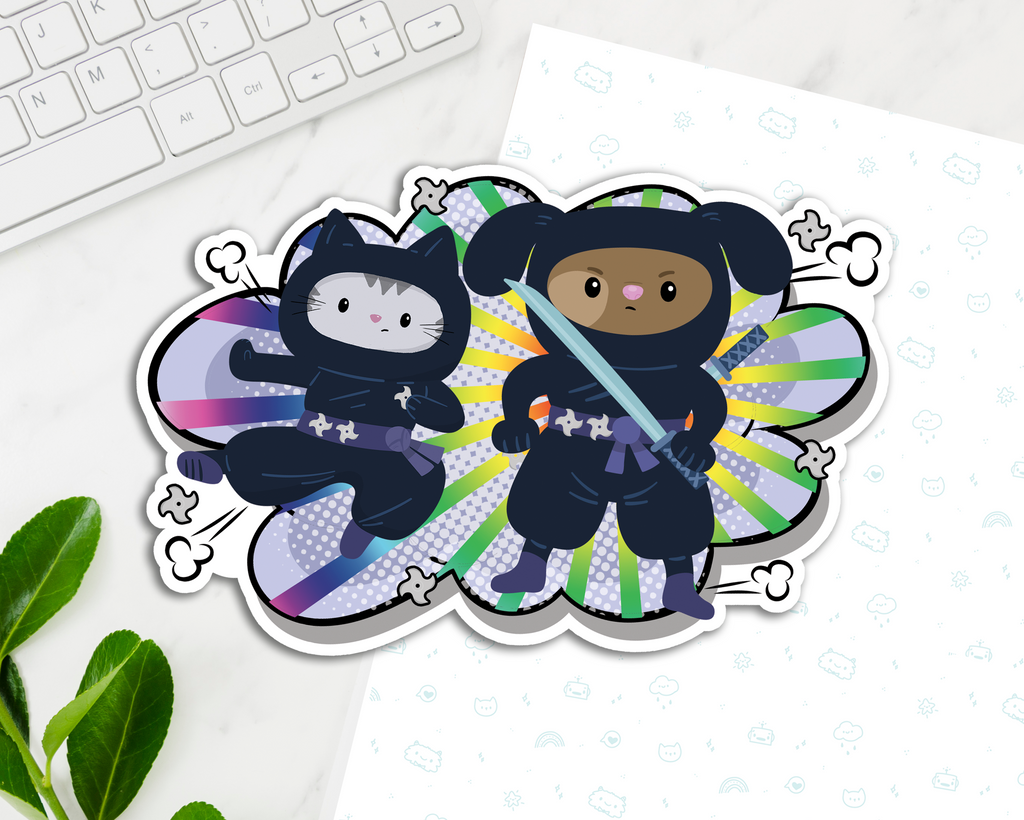 Cat & Dog Ninjas Jumbo Sticker