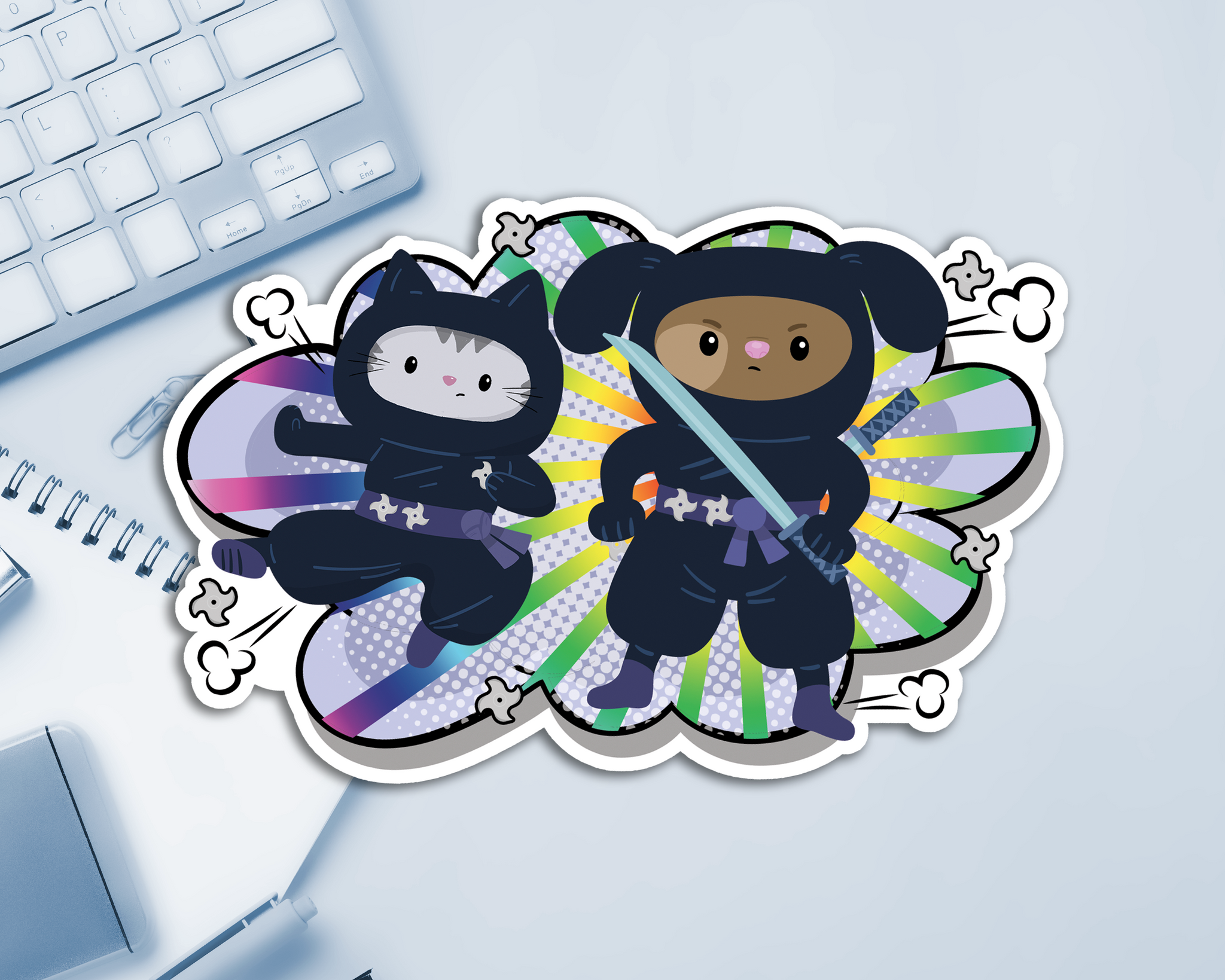 Cat & Dog Ninjas Jumbo Sticker
