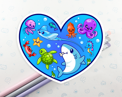 Ocean Heart Sticker