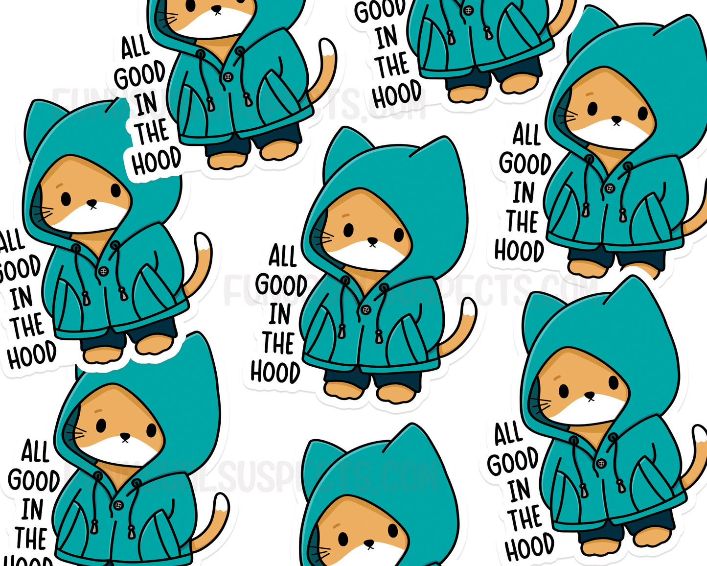 Cat Orange in Hoodie Sticker