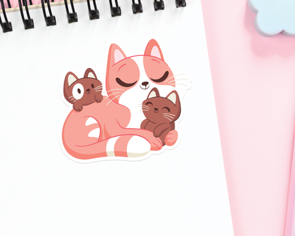Orange Cat and Kittens Sticker