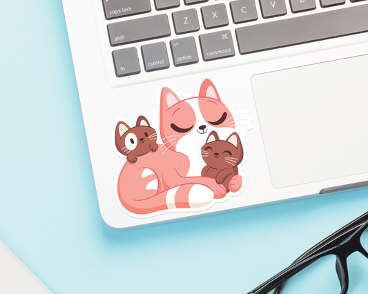 Orange Cat and Kittens Sticker