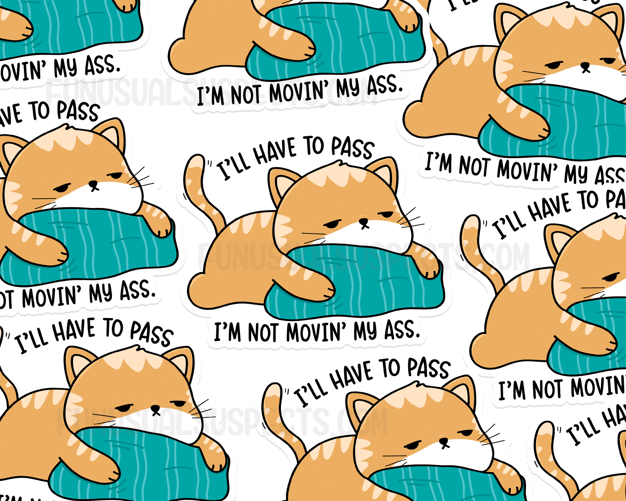 Cat Orange Sleepy Sticker