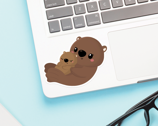 Otter Mom and Pup Sticker