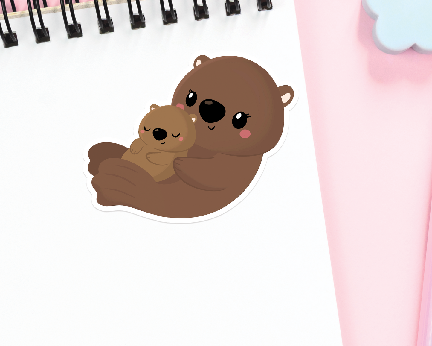 Otter Mom and Pup Sticker