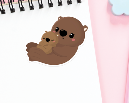 Otter Mom and Pup Sticker
