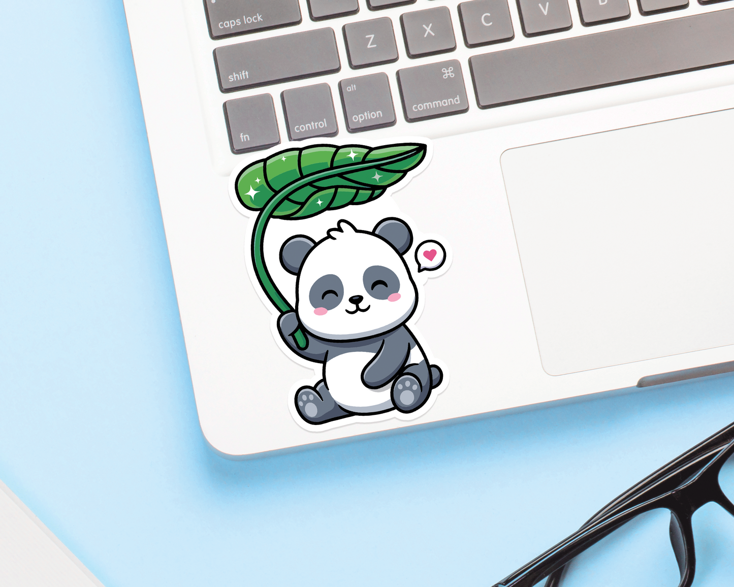 Panda Under Leaf Sticker