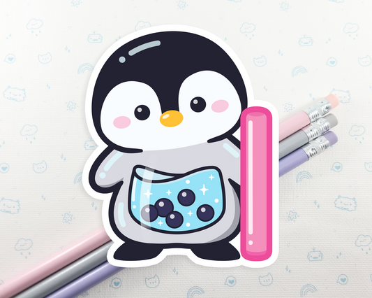 Penguin Boba Tea Sticker