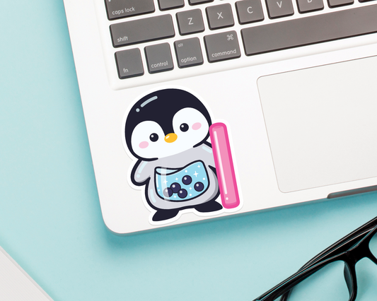 Penguin Boba Tea Sticker
