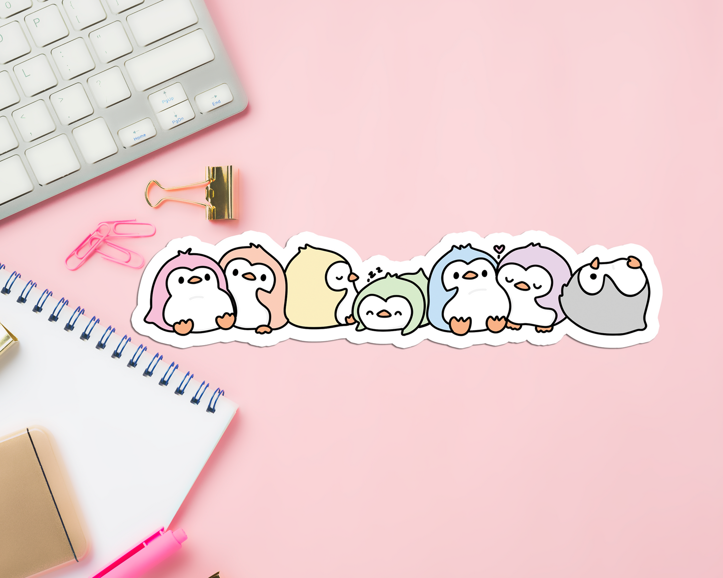 Penguin Pastels Long Sticker