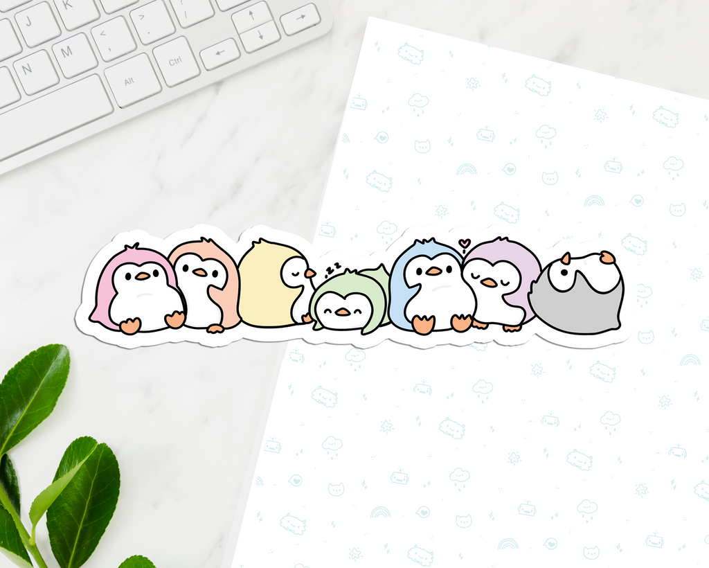 Penguin Pastels Long Sticker