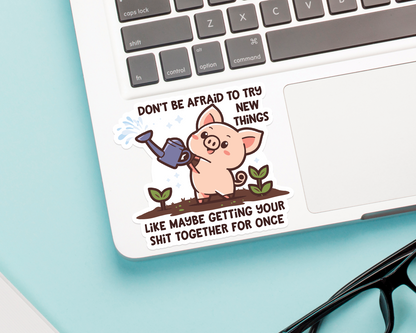 Pig Try New Things Sticker