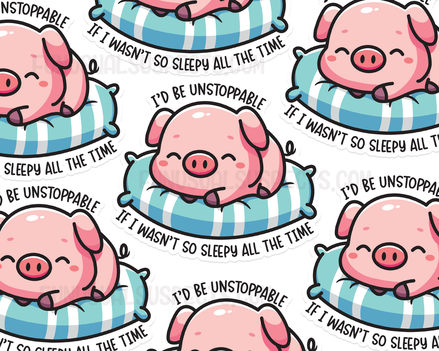 Pig Unstoppable but Sleepy Sticker