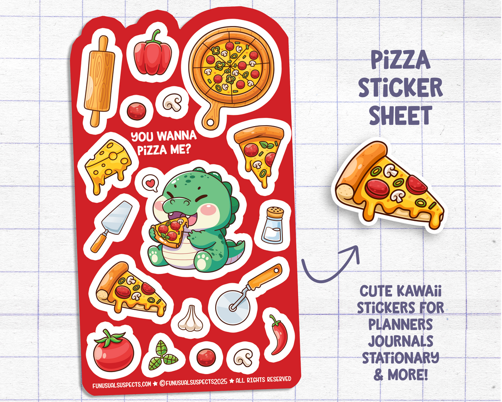 Pizza Dino Sticker Sheet