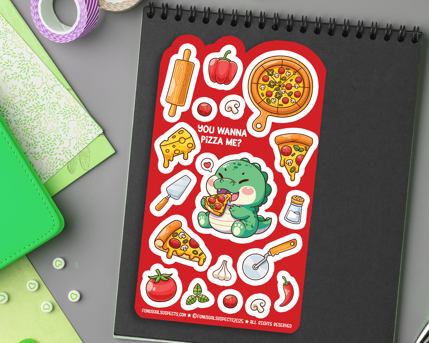 Pizza Dino Sticker Sheet