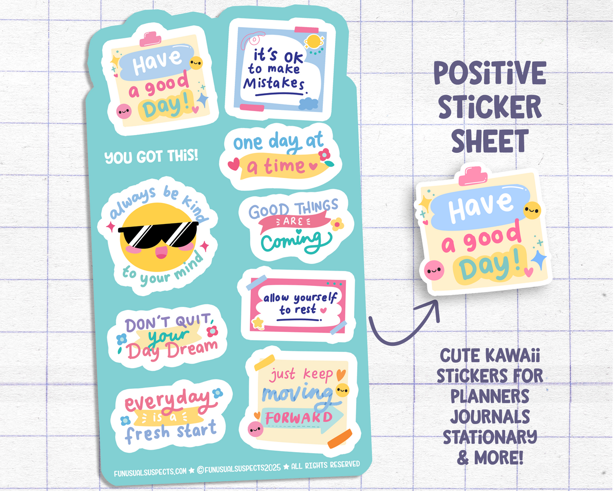 Be Positive Sticker Paper You Got This Positive Sticker Sheet – FunUsualSuspects